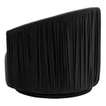 London Glam Black Pleated Velvet Swivel Chair