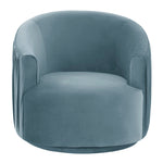 London Glam Blue Pleated Velvet Swivel Chair