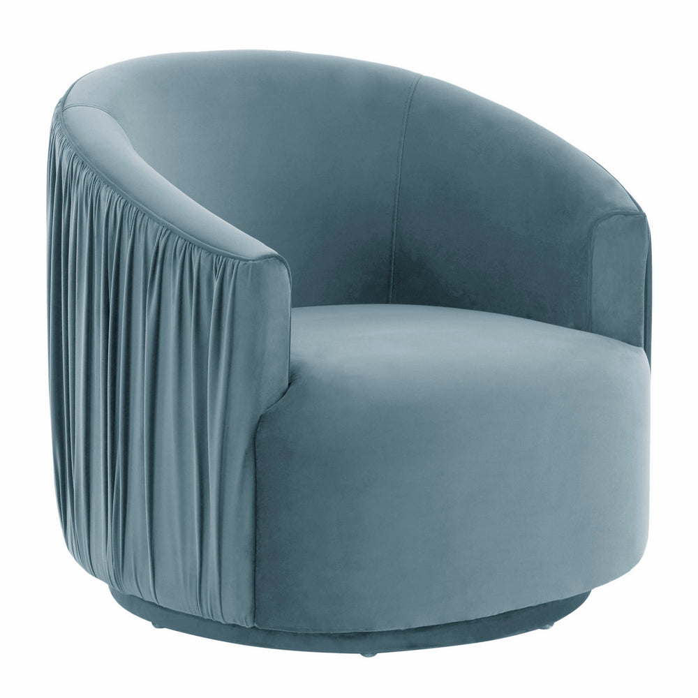 London Glam Blue Pleated Velvet Swivel Chair