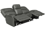 Longport Charcoal Leather Power Recliner Sofa