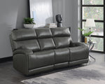 Longport Charcoal Leather Power Recliner Sofa