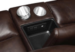 Longport Dark Brown Leather Power Recliner Loveseat