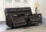 Longport Dark Brown Leather Power Recliner Loveseat