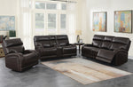 Longport Dark Brown Leather Power Recliner Loveseat