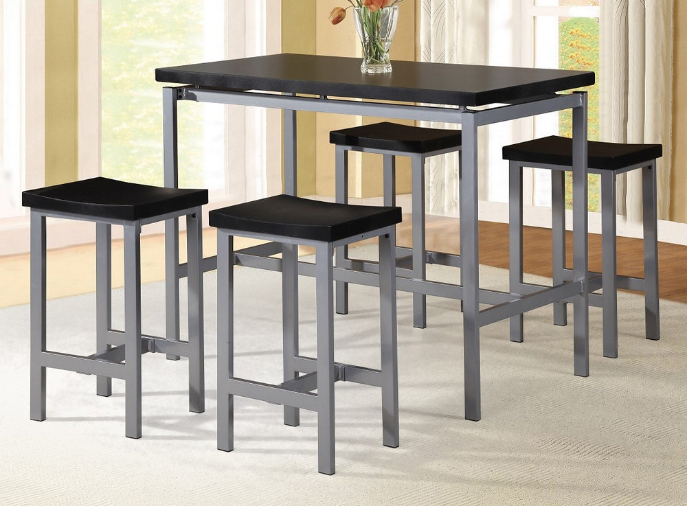 Loreta 5-Pc Black/Gray Counter Height Table Set