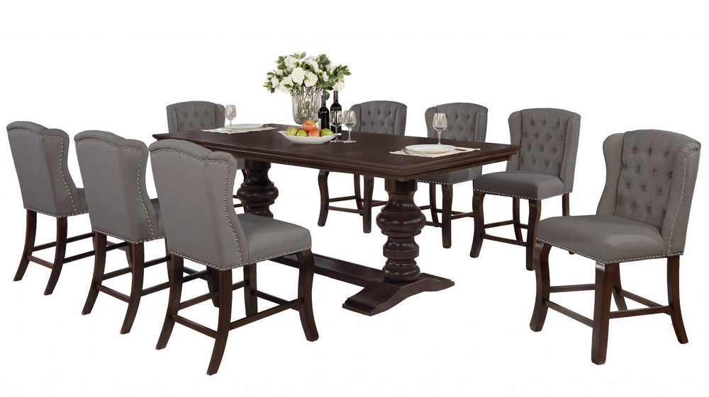 Loreta 9-Pc Grey Counter Height Table Set