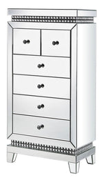 Lotus Mirrored 6-Drawer Accent Cabinet with Faux Crystals