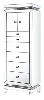 Lotus Mirrored 6-Drawer Accent Cabinet with Faux Crystals