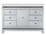 Lotus Mirrored 7-Drawer Accent Cabinet with Faux Crystals