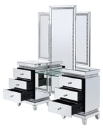 Lotus Mirrored Finish 6-Drawer Vanity Desk with Mirror