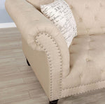 Louella Beige Linen Loveseat with Nailheads