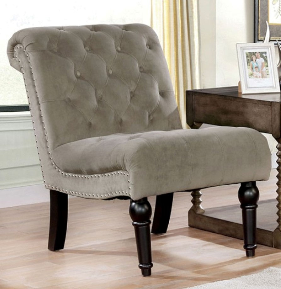Louella Gray Flannelette Chair with Nailheads