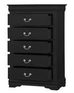 Louis Philippe Black Wood 5-Drawer Chest