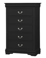 Louis Philippe Black Wood 5-Drawer Chest