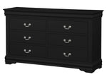 Louis Philippe Black Wood 6-Drawer Dresser