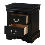 Louis Philippe Black Wood 2-Drawer Nightstand