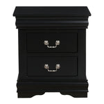 Louis Philippe Black Wood 2-Drawer Nightstand