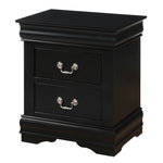 Louis Philippe Black Wood 2-Drawer Nightstand