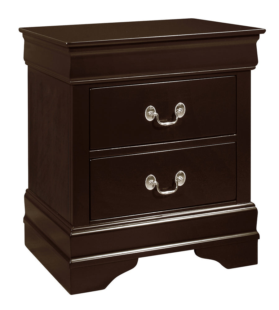 Louis Philippe Cappuccino Wood 2-Drawer Nightstand