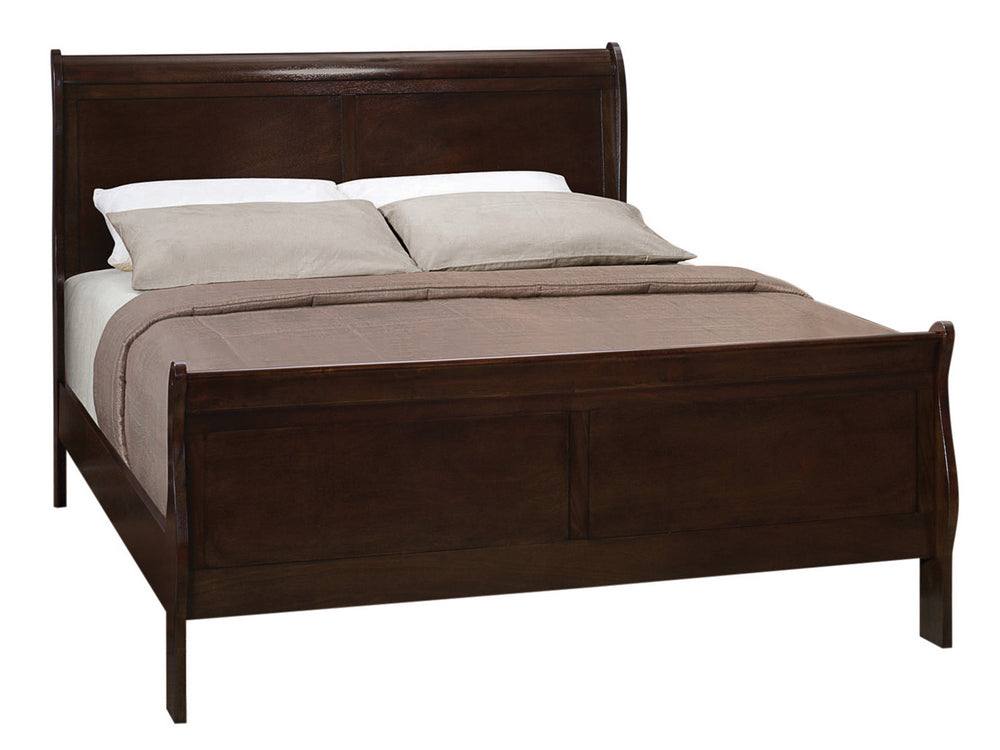 Louis Philippe Cappuccino Wood Full Sleigh Bed
