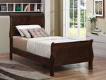 Louis Philippe Cappuccino Wood Twin Sleigh Bed