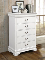 Louis Philippe White Wood 5-Drawer Chest