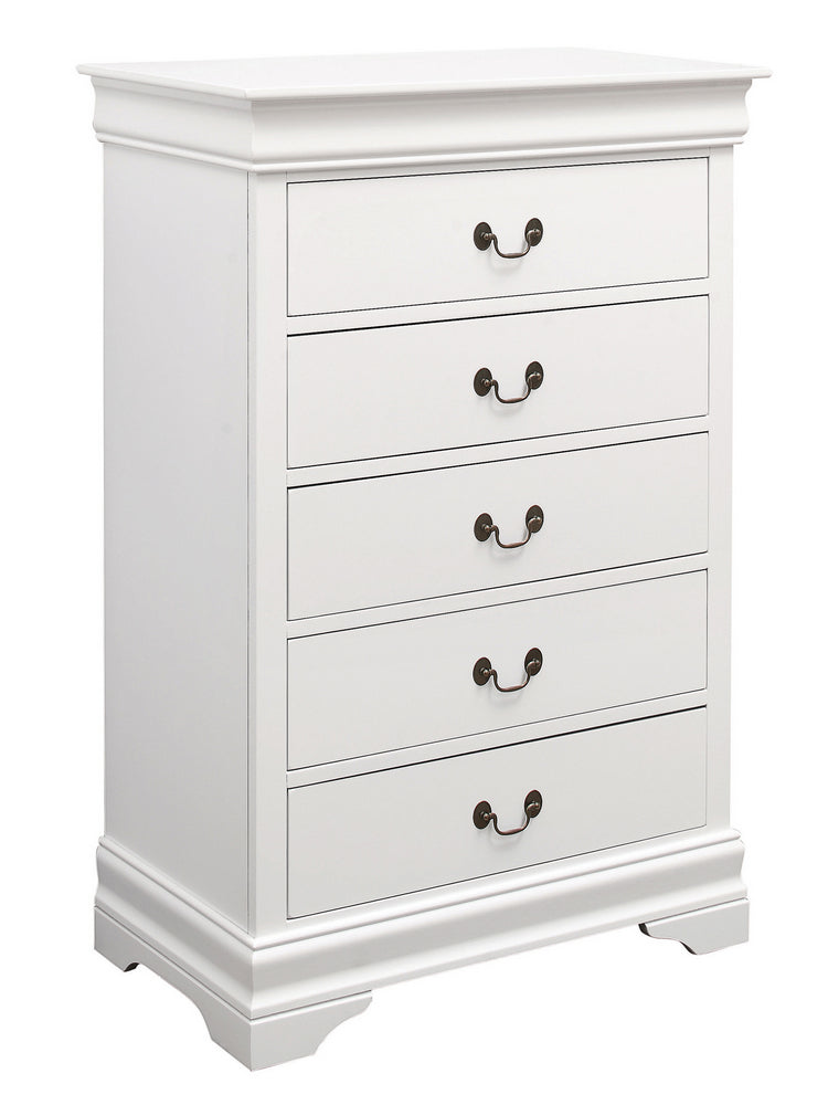 Louis Philippe White Wood 5-Drawer Chest