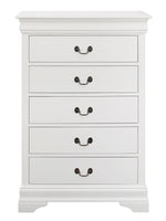 Louis Philippe White Wood 5-Drawer Chest