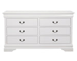 Louis Philippe White Wood 6-Drawer Dresser