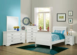 Louis Philippe White Wood 6-Drawer Dresser with Mirror