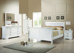 Louis Philippe White Wood 6-Drawer Dresser with Mirror