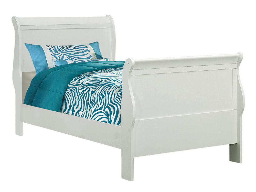 Louis Philippe White Wood Twin Sleigh Bed