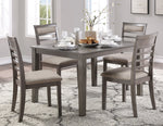 Lovell 5-Pc Brown Fabric/Gray Wood Dinette Set