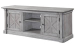 Lucinda Gray Oak Wood TV Stand with 2 Barn Doors