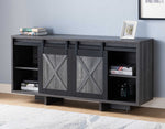 Lupita Distressed Grey/Black Wood TV Stand w/ Sliding Doors