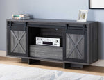 Lupita Distressed Grey/Black Wood TV Stand w/ Sliding Doors