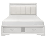 Luster White Faux Leather/Wood Cal King Bed w/ Drawers