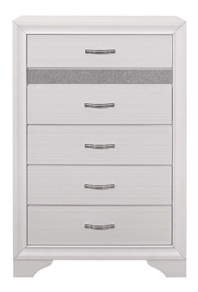 Luster White Wood Chest with Hidden Jewelry Drawer