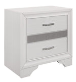 Luster White Wood Nightstand with Hidden Jewelry Drawer