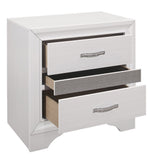 Luster White Wood Nightstand with Hidden Jewelry Drawer