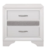 Luster White Wood Nightstand with Hidden Jewelry Drawer