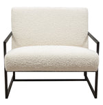 Luxe Textured Bone Boucle Fabric Accent Chair