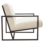 Luxe Textured Bone Boucle Fabric Accent Chair