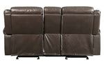 Lydia Brown Leather Air Manual Recliner Loveseat with Console