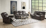 Lydia Brown Leather Air Manual Recliner Loveseat with Console