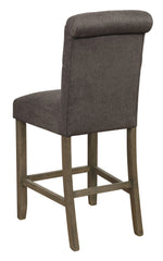 Lyla 2 Grey Fabric/Rustic Brown Wood Bar Stools