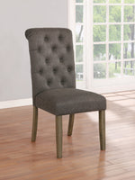 Lyla 2 Grey Fabric/Rustic Brown Wood Side Chairs