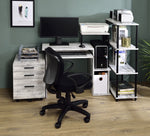 Lyphre Antique White Wood/Black Metal Office Desk