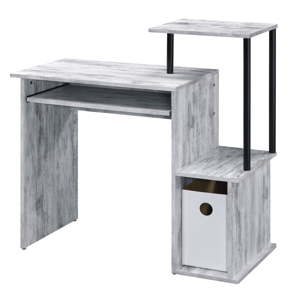 Lyphre Antique White Wood/Black Metal Office Desk