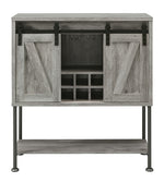 Mabel Grey Driftwood Bar Cabinet with 2 Sliding Barn Doors